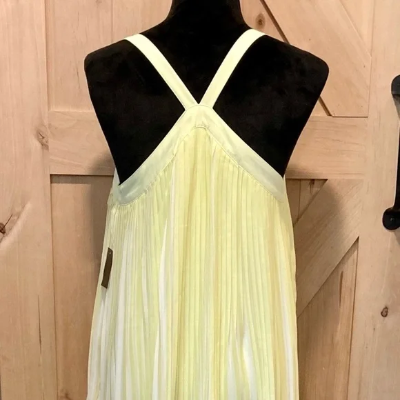 Thalia Sodi San Juan Lemon Yellow Pleated Maxi Dress Small NWT Lined - Picture 11 of 16